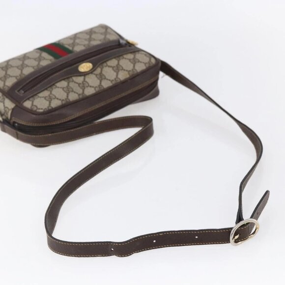 GUCCI GG Supreme Web Sherry Line Shoulder Bag PVC Beige Gold 010 378 Auth 150379 - Picture 6 of 16